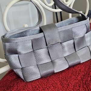 Elegant Silver Woven Clutch